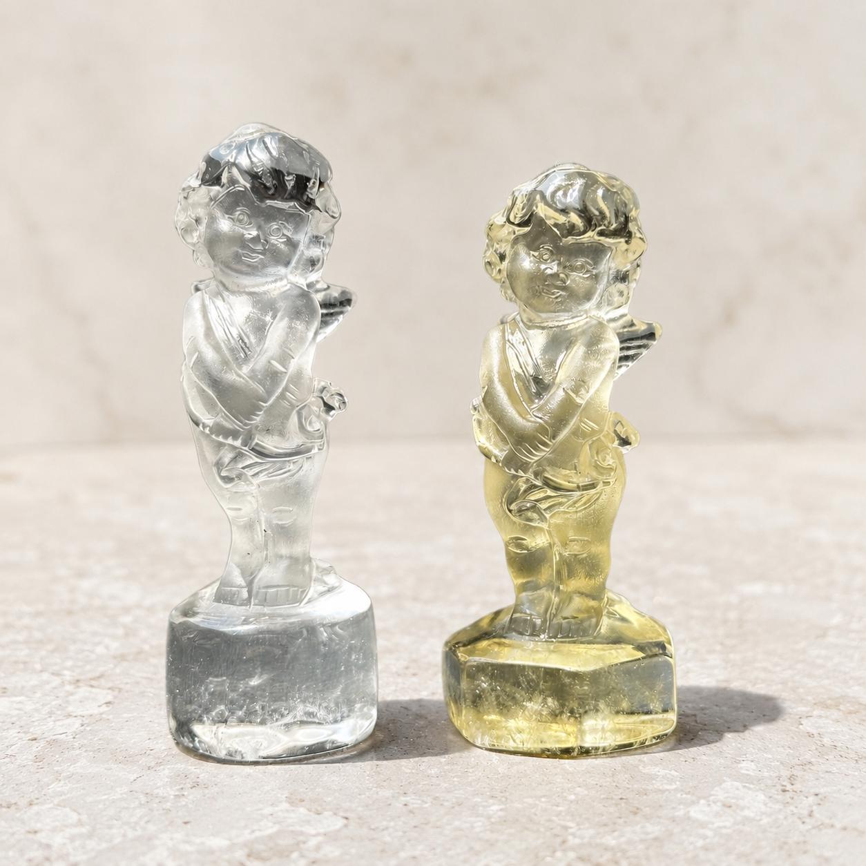 Personalized Crystal Cupid Carving, Clear Quartz Citrine Angel Statue, Custom Engraved Valentine Gift