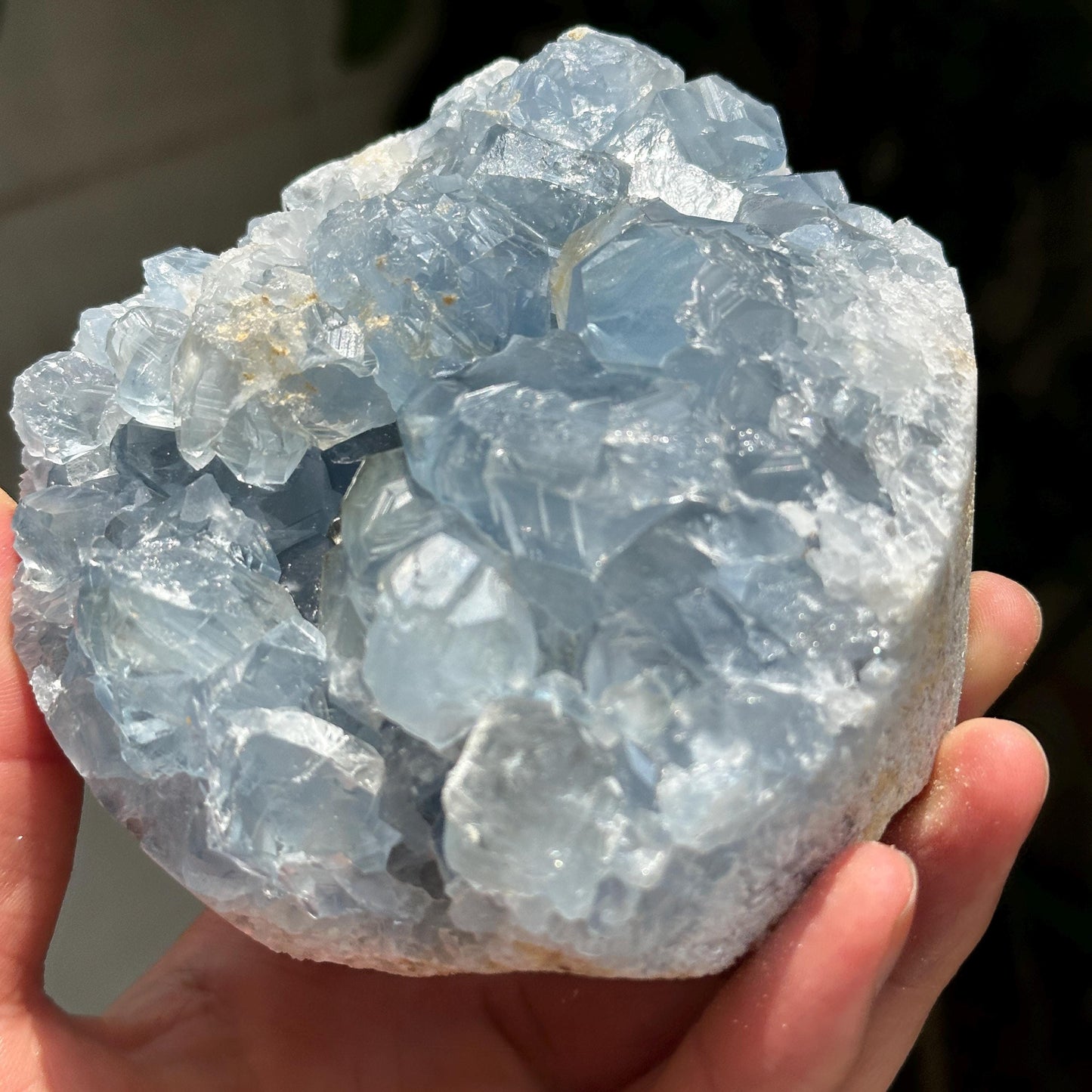 Celestite Crystal Cluster, Natural Blue Celestite Raw Stone with Free Stand, Mineral Specimen Pick Exact A-B