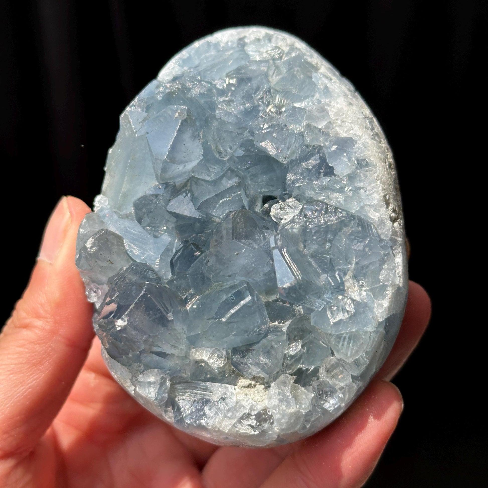 Celestite Crystal Cluster, Natural Blue Celestite Raw Stone with Free Stand, Mineral Specimen Pick Exact A-B - view 8