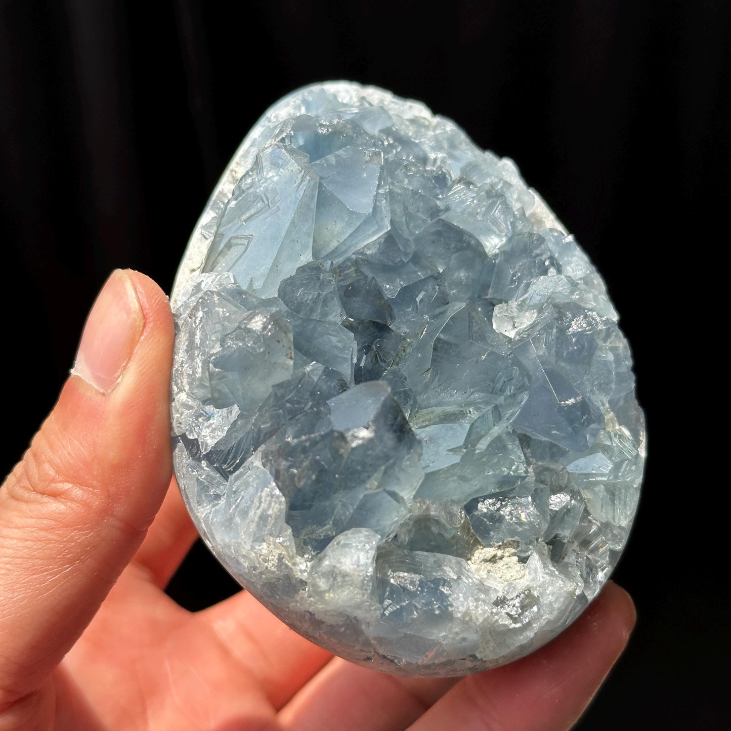 Celestite Crystal Cluster, Natural Blue Celestite Raw Stone with Free Stand, Mineral Specimen Pick Exact A-B - view 9