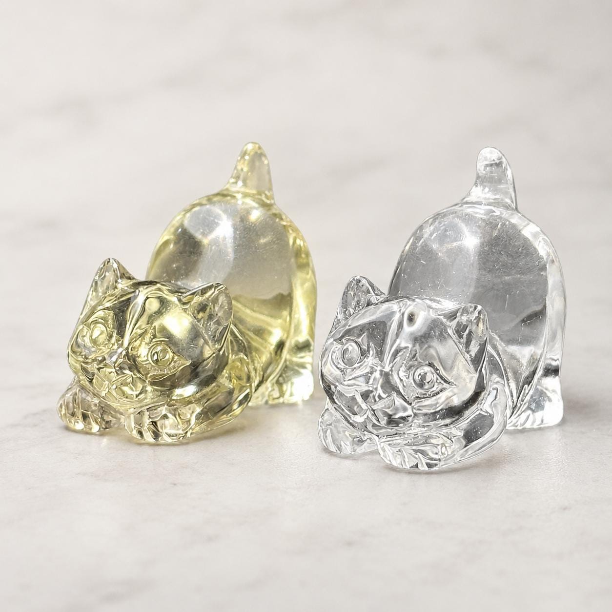 Crystal Animal Carving, Clear Quartz Citrine Cat Dog Owl Figurine, Small Crystal Pet Decor Gift