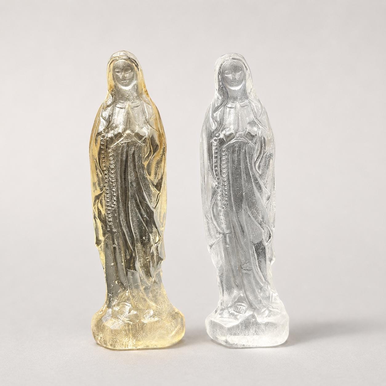 High Clarity Crystal Virgin Mary Statue, Clear Quartz Citrine Mary Carving image 1