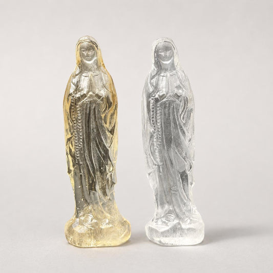 High Clarity Crystal Virgin Mary Statue, Clear Quartz Citrine Mary Carving image 1