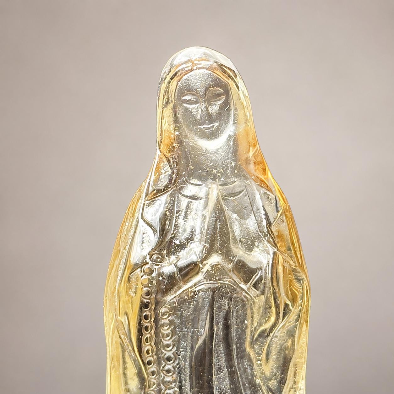 High Clarity Crystal Virgin Mary Statue, Clear Quartz Citrine Mary Carving image 6