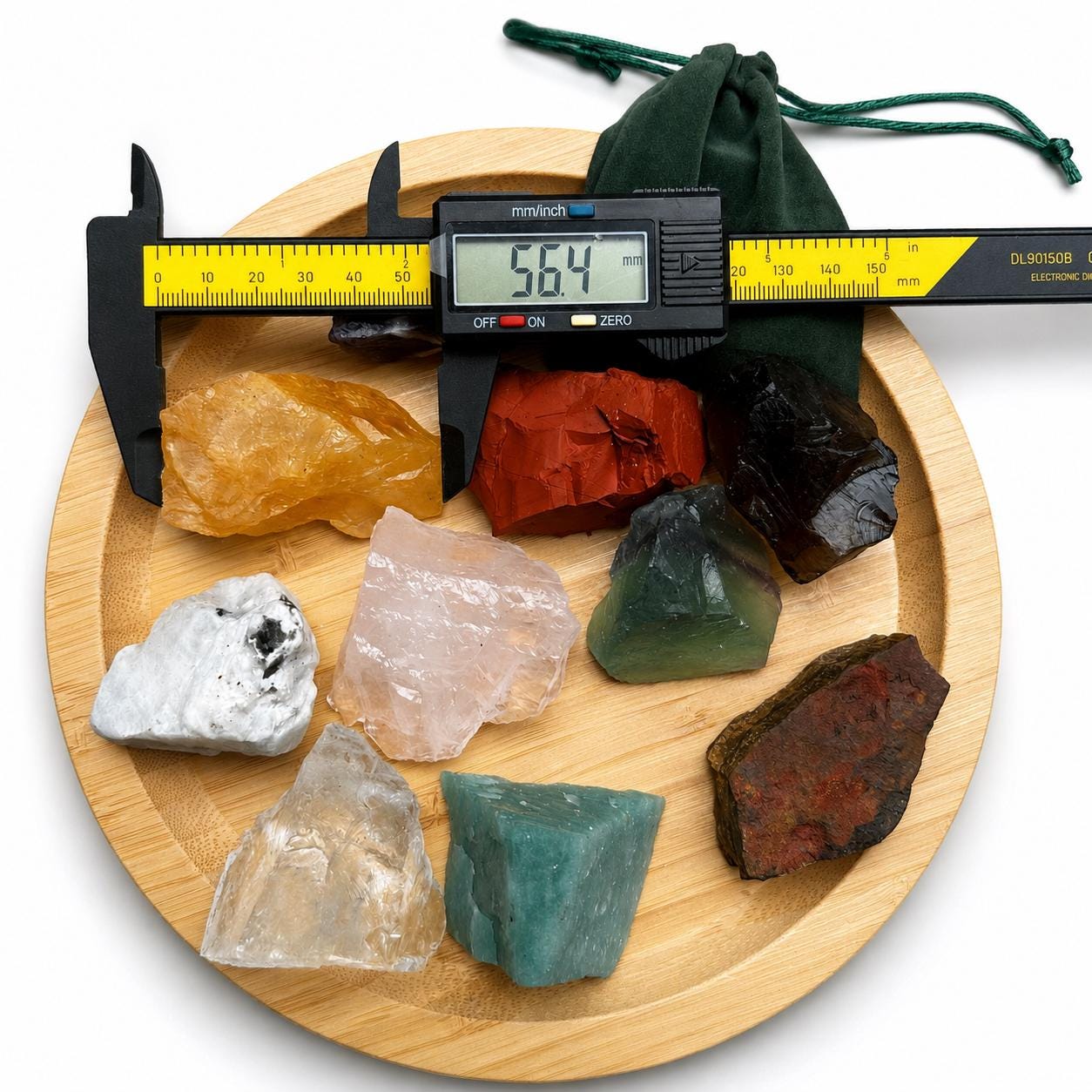 Large Beginner Crystal Kit, 10 Raw Crystals Set, Natural Mixed Stone Collection with Bamboo Tray, 1kg Crystal Gift Set - view 8