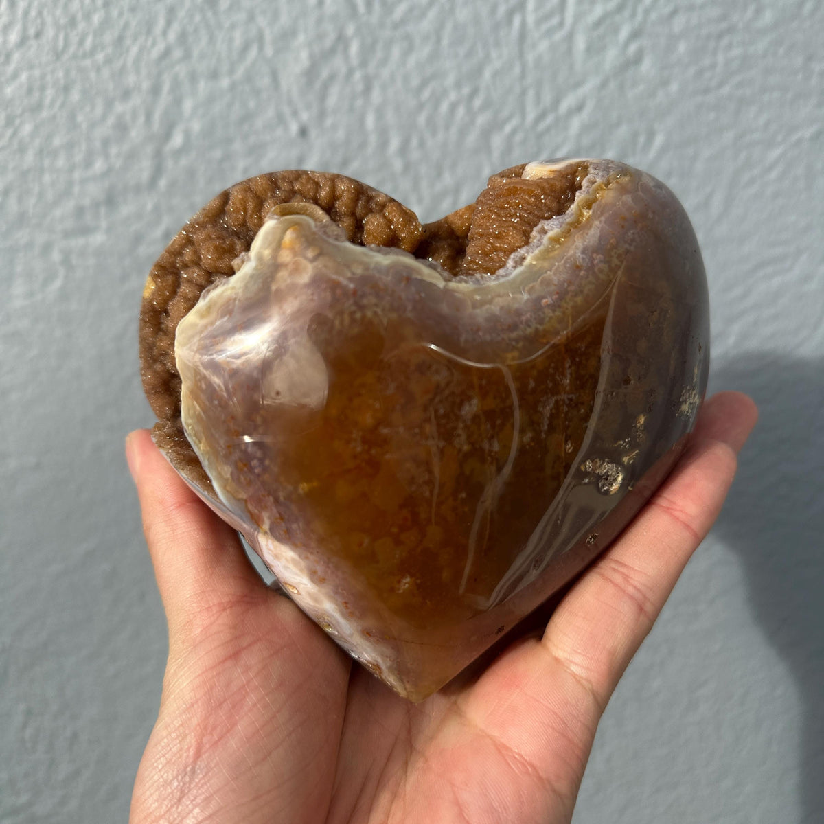Large Brazilian Yellow Druzy Heart, Natural Agate Crystal Geode, One of a Kind Sugar Druzy Heart Decor, Exact Piece - view 2