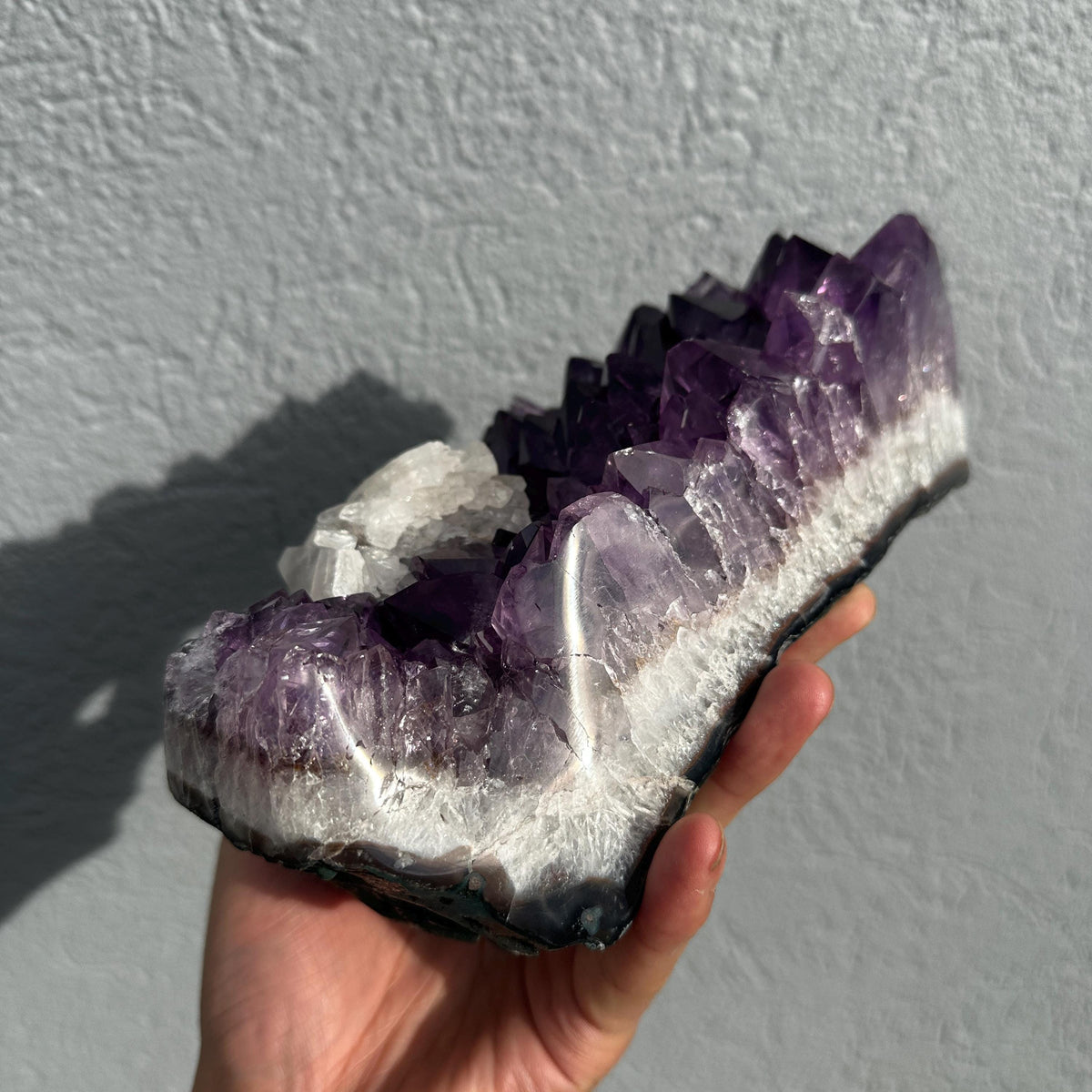 Brazilian Amethyst Calcite Cluster, Natural Purple Crystal Geode, Large Raw Mineral Specimen, One of a Kind Crystal Decor - view 8