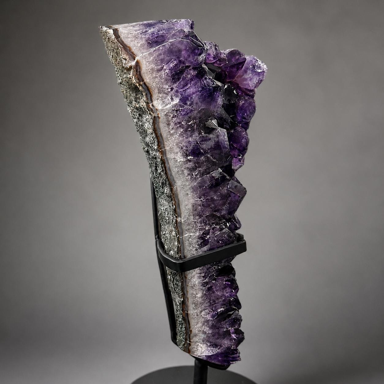 Premium Uruguayan Amethyst Geode Display with Stand, Deep Purple Crystal Cave, Large One of a Kind Mineral Specimen - view 3