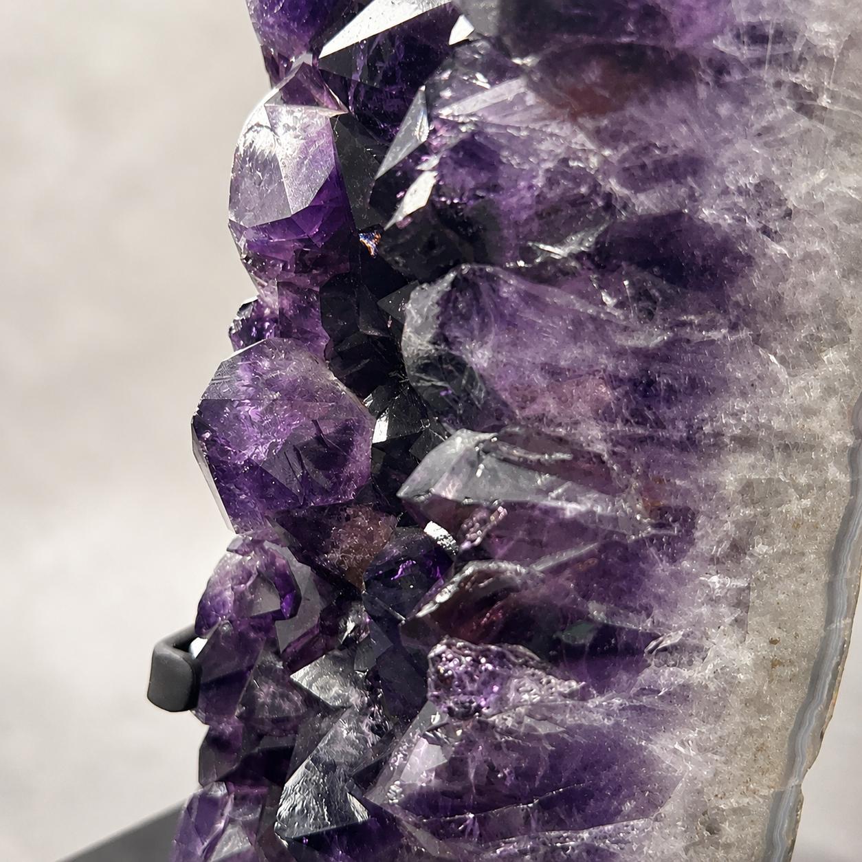Premium Uruguayan Amethyst Geode Display with Stand, Deep Purple Crystal Cave, Large One of a Kind Mineral Specimen - view 7