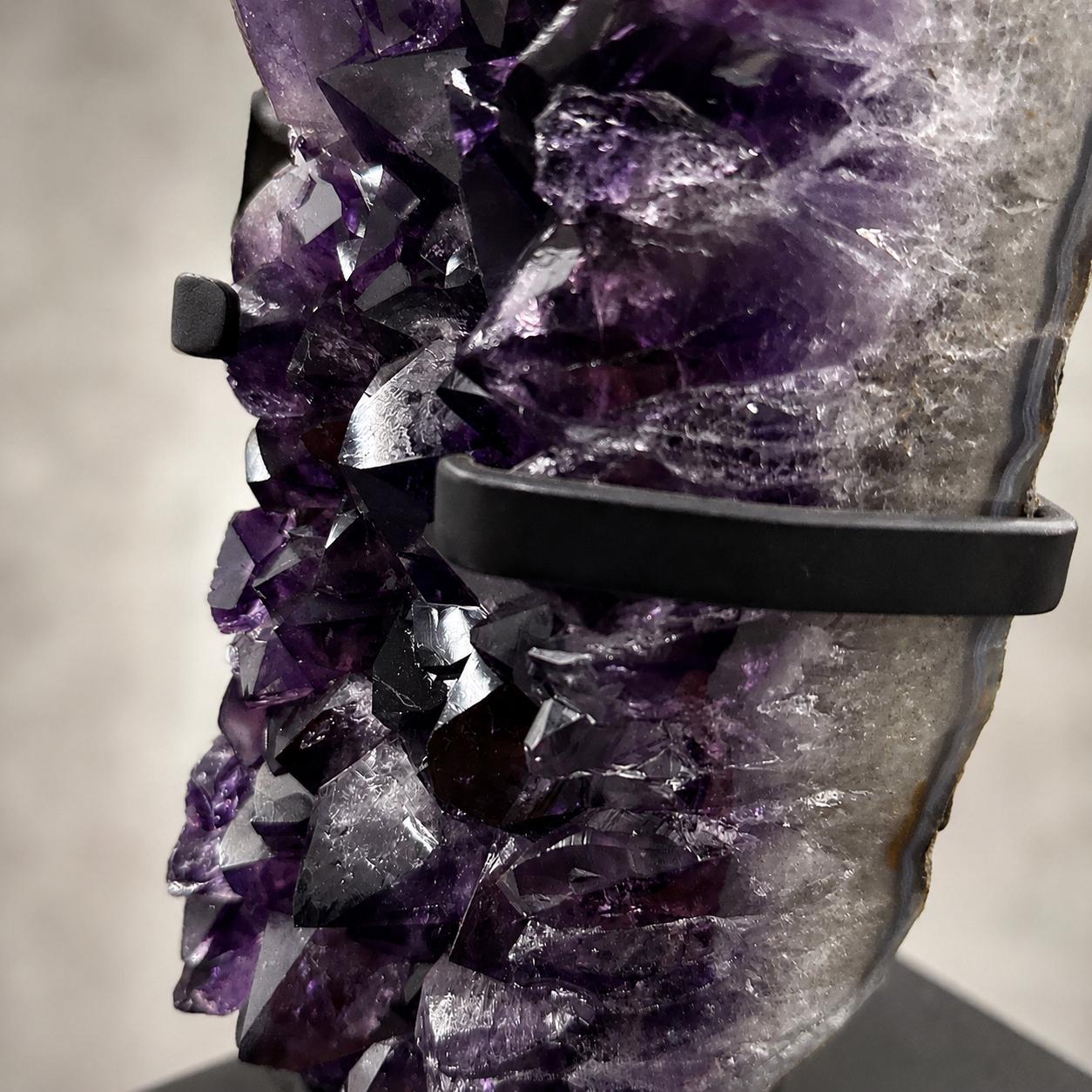 Premium Uruguayan Amethyst Geode Display with Stand, Deep Purple Crystal Cave, Large One of a Kind Mineral Specimen - view 9