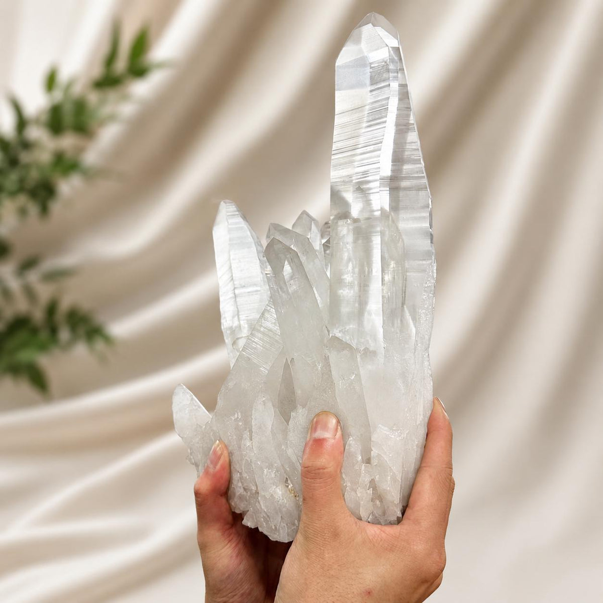 Large Lemurian Quartz Cluster, Clear Crystal Point Display, Natural Brazilian Quartz Specimen, One of a Kind Decor - view 5