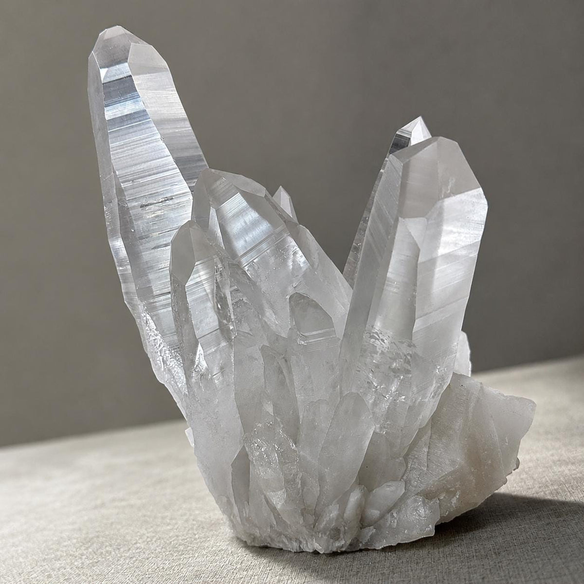 Large Lemurian Quartz Cluster, Clear Crystal Point Display, Natural Brazilian Quartz Specimen, One of a Kind Decor - view 6