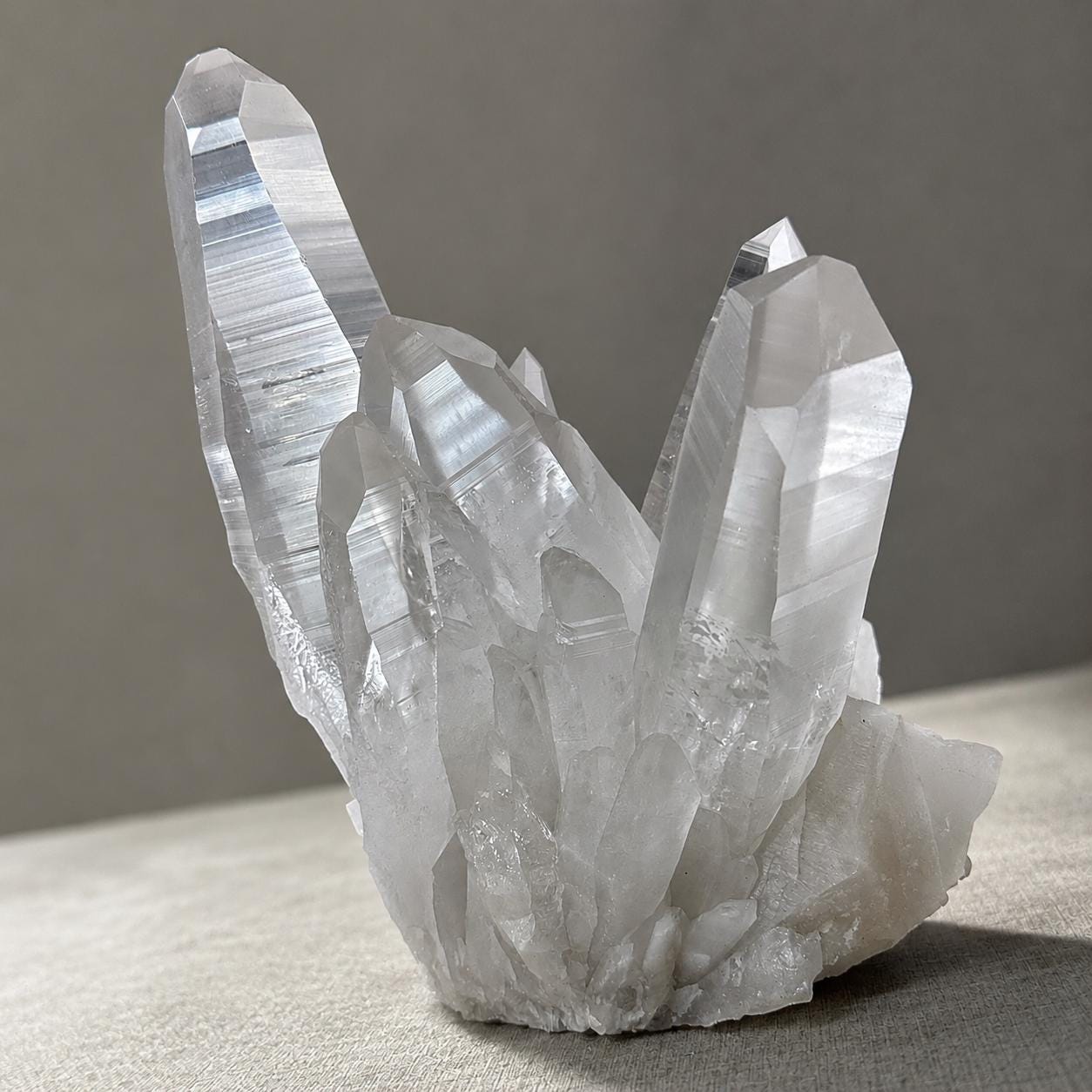 Large Lemurian Quartz Cluster, Clear Crystal Point Display, Natural Brazilian Quartz Specimen, One of a Kind Decor - view 6