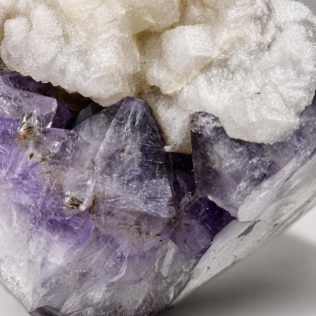 Brazilian Amethyst Calcite Rutilated Quartz Display, Natural Crystal Cluster, One of a Kind Mineral Specimen Decor - view 4