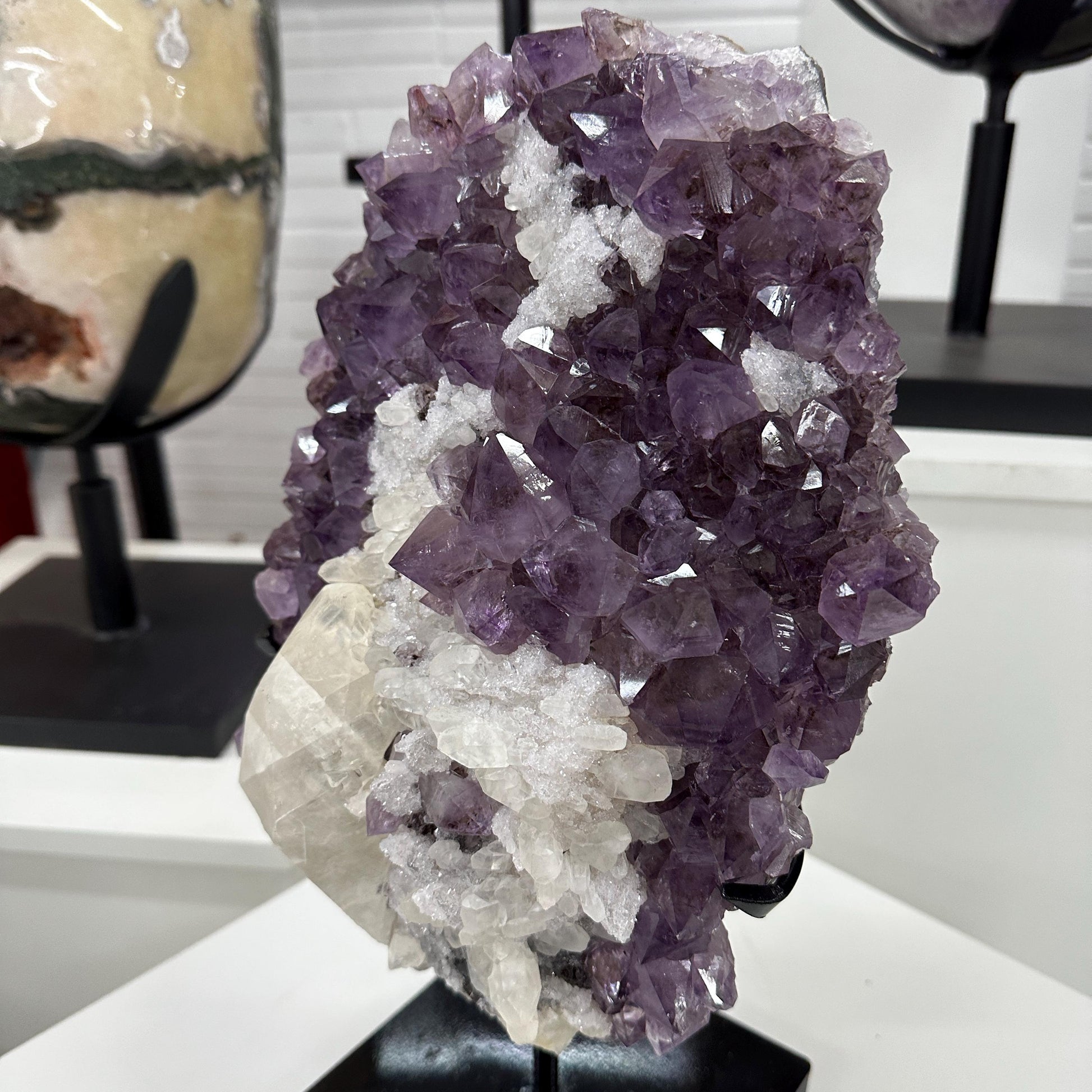 Premium Brazilian Amethyst, Calcite & Rutilated Quartz Display, Natural Crystal Mineral Specimen, Large Statement Crystal Decor, Exact Piece - view 3