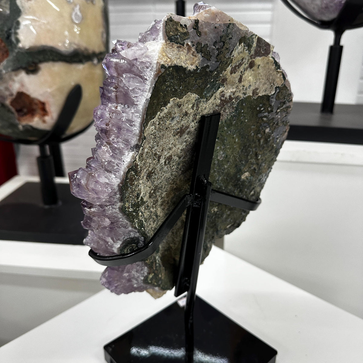 Premium Brazilian Amethyst, Calcite & Rutilated Quartz Display, Natural Crystal Mineral Specimen, Large Statement Crystal Decor, Exact Piece - view 4