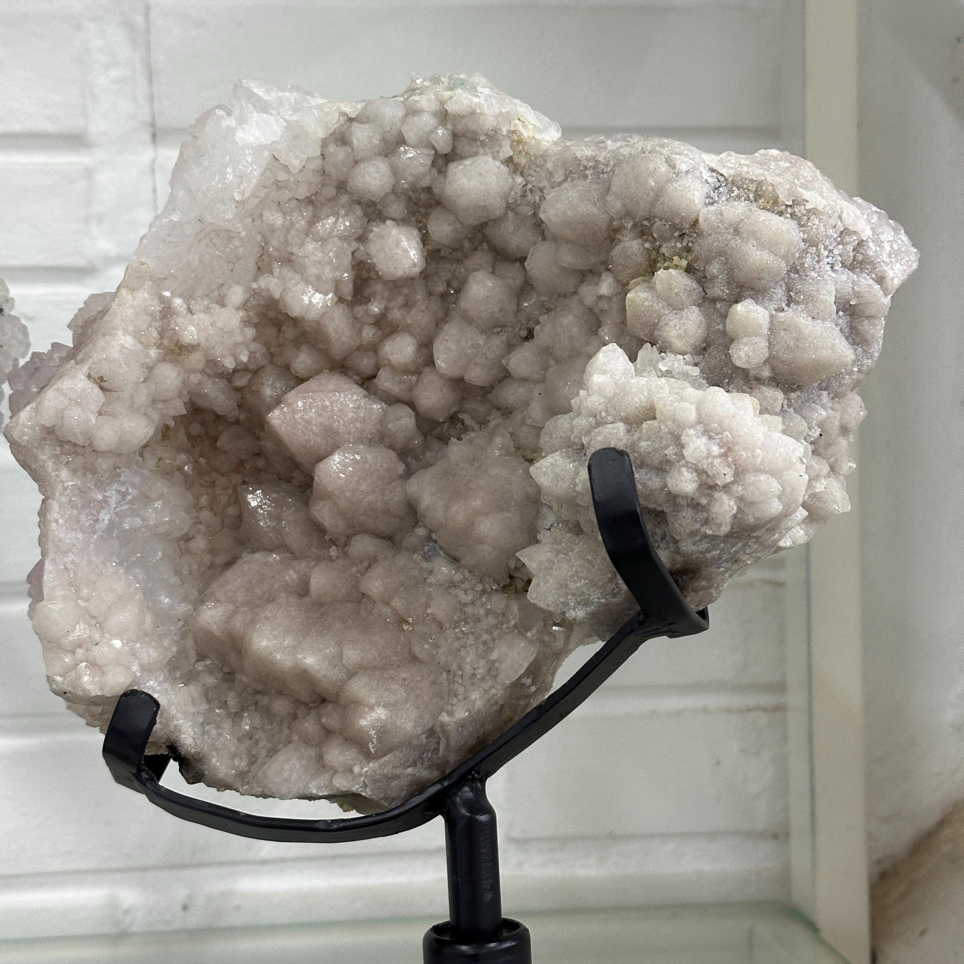 Brazilian Phantom Quartz & Pink Amethyst Display, Natural Crystal Mineral Specimen, Large Druzy Crystal Decor on Metal Stand, Exact Piece - view 10
