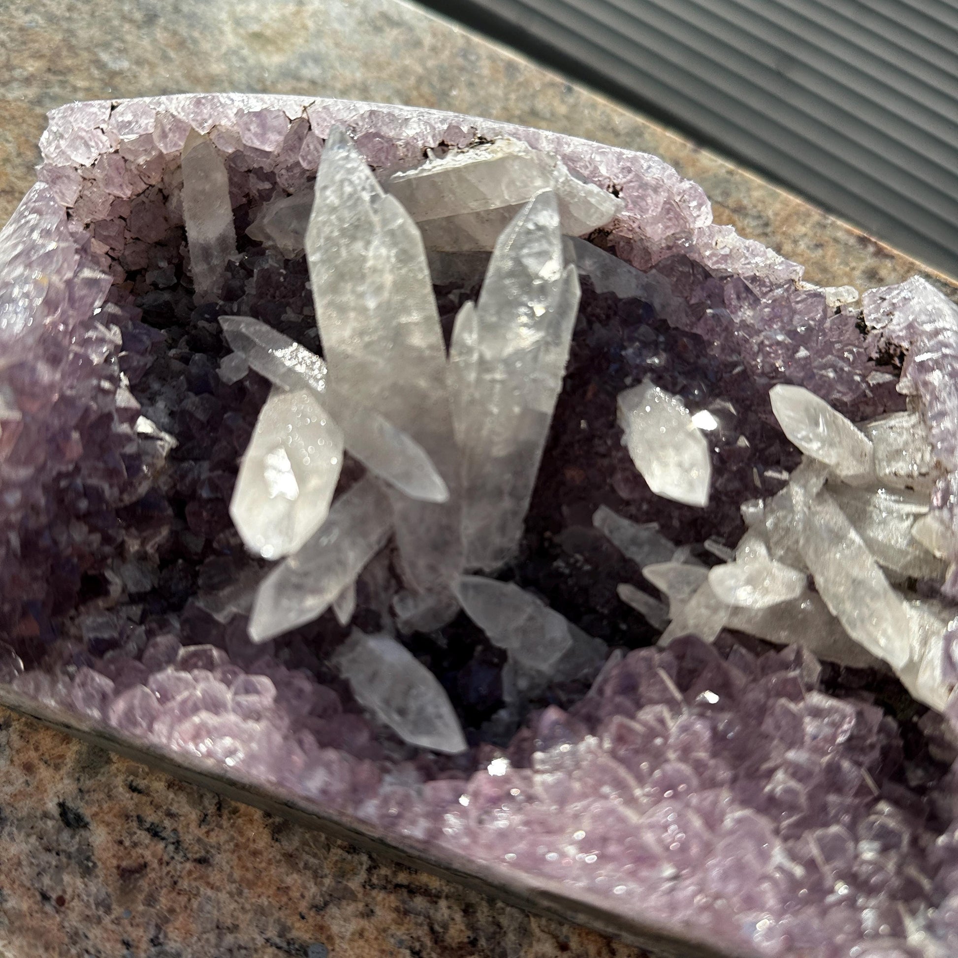 Special Brazilian Amethyst with Calcite, Natural Purple Druzy Crystal Specimen, Pick Exact A-D Collector Stone - view 7