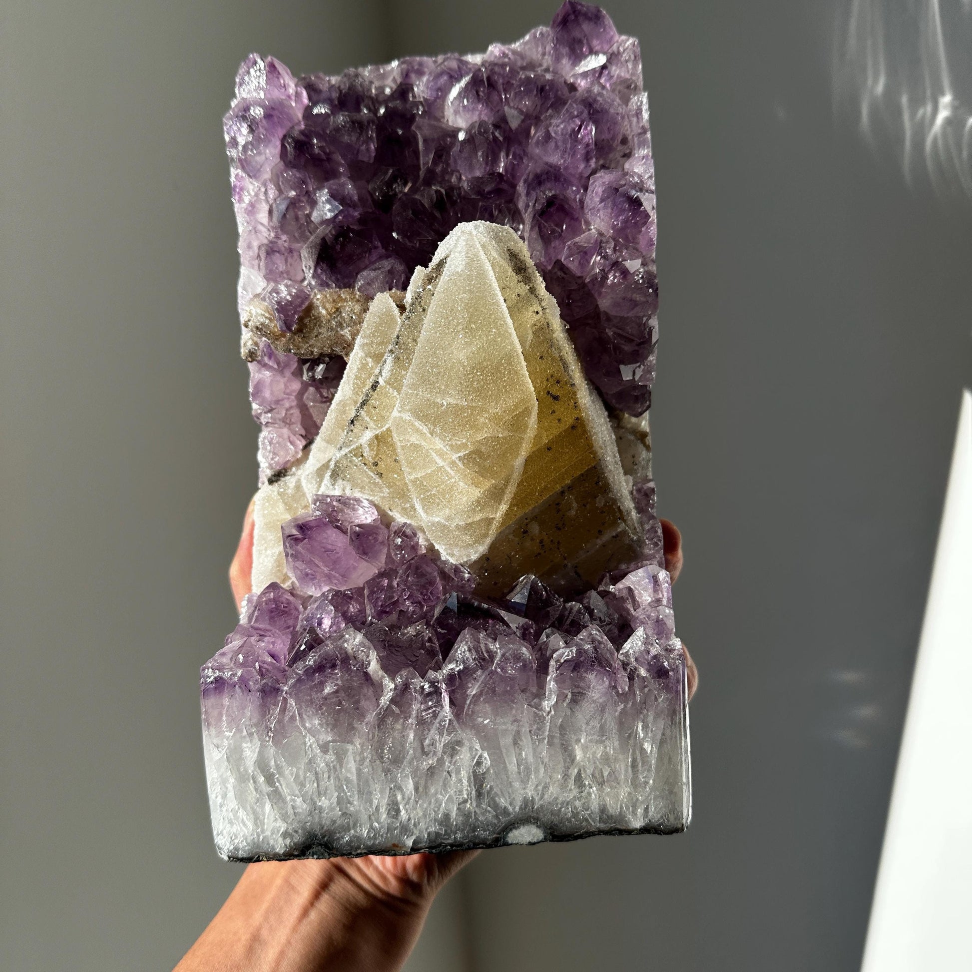 Special Brazilian Amethyst with Calcite, Natural Purple Druzy Crystal Specimen, Pick Exact A-D Collector Stone - view 1