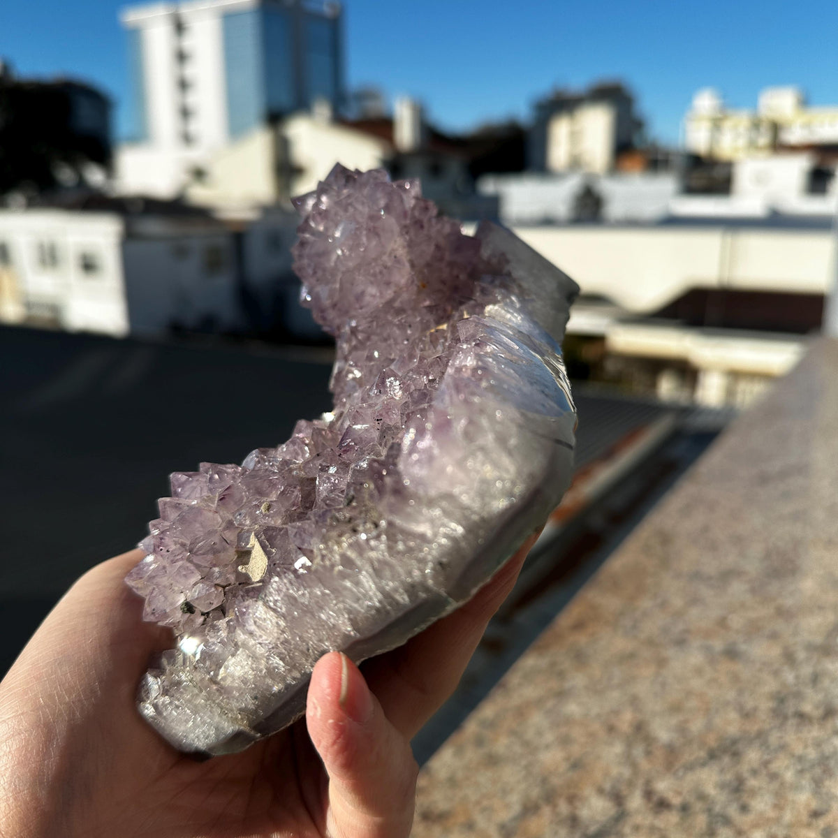 Brazilian Amethyst Flower Shape Druzy Specimen, Natural Purple Crystal Raw Stone, Calcite Amethyst Pick Exact A-C - view 8