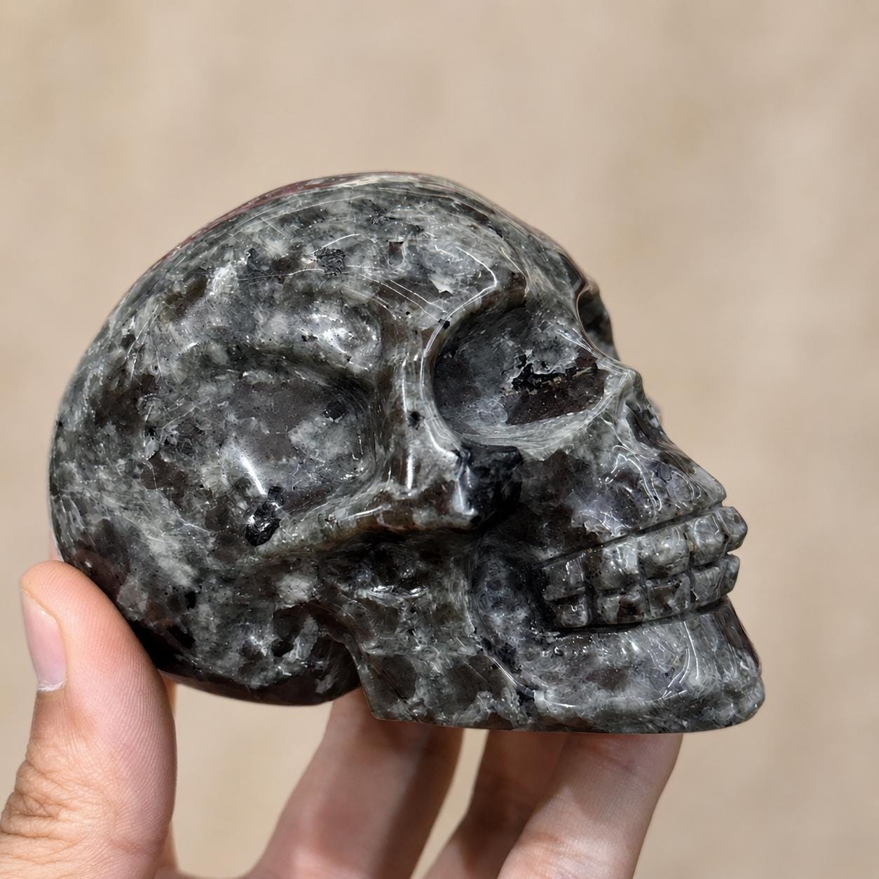 Fire Stone Skull Carving, Natural Flame Crystal Skull, Gothic Crystal Decor, Halloween Altar Gift