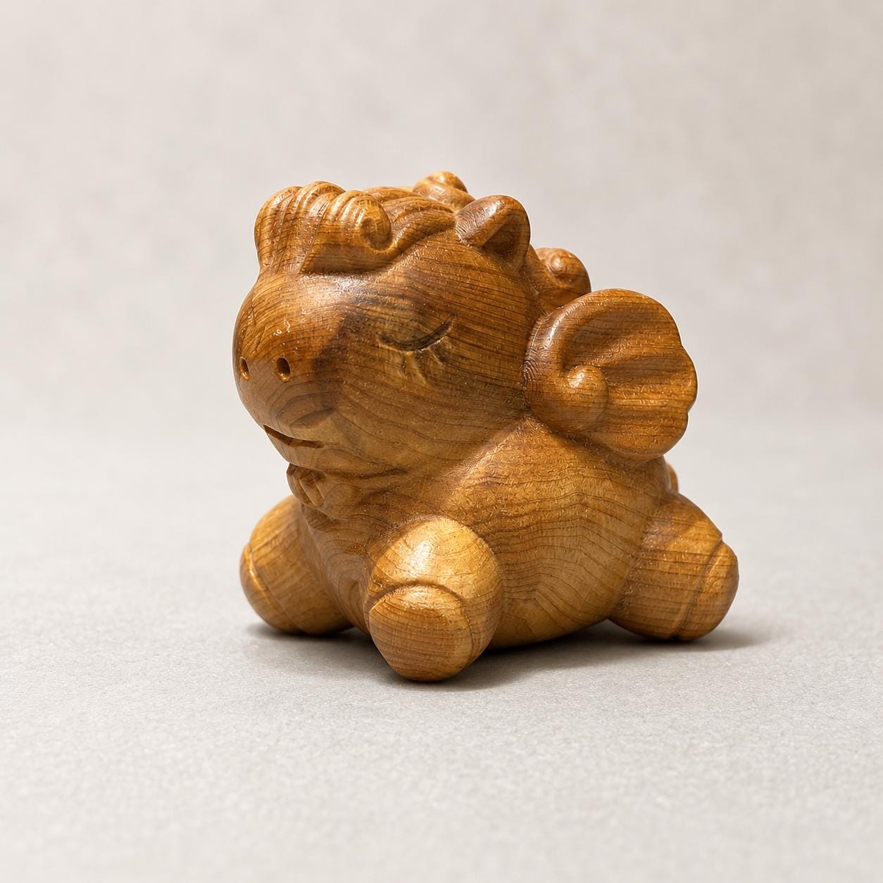 Cute Wooden Unicorn Carving, Cartoon Unicorn Figurine, Fantasy Animal Decor, Small Handmade Style Gift - view 2