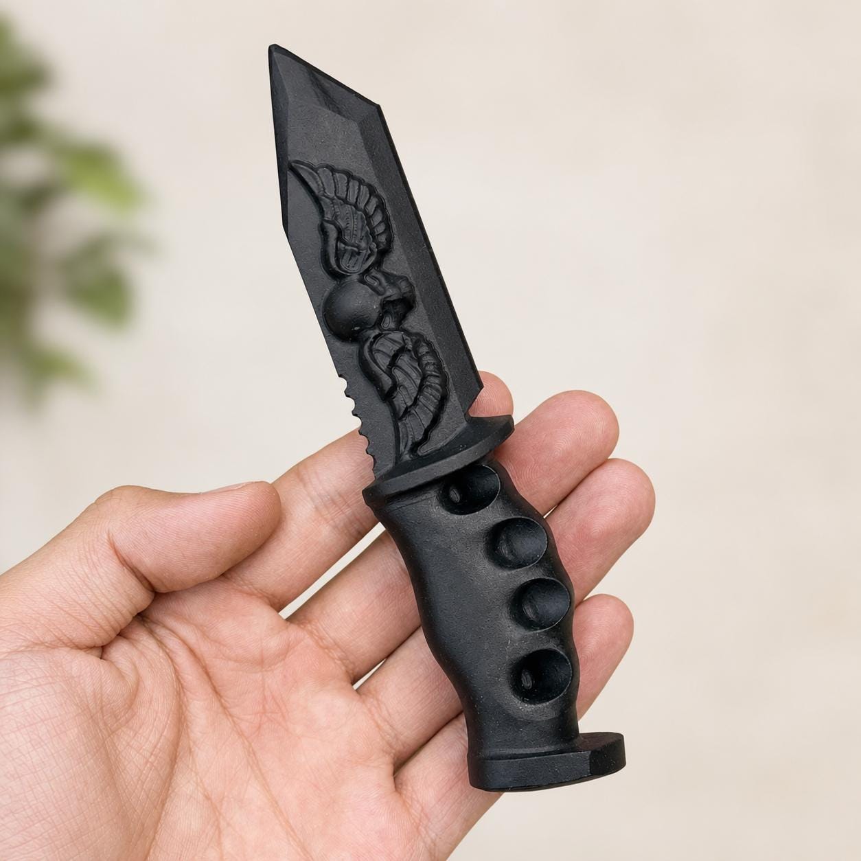 Decorative Crystal Dagger Carving, Pink Opal Xiuyan Jade Black Obsidian Crystal Blade, Fantasy Altar Decor Gift