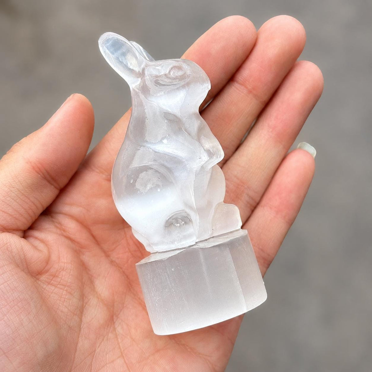 Cute Gypsum Bunny Carving, White Selenite Style Rabbit Figurine, Easter Crystal Decor Gift - view 6