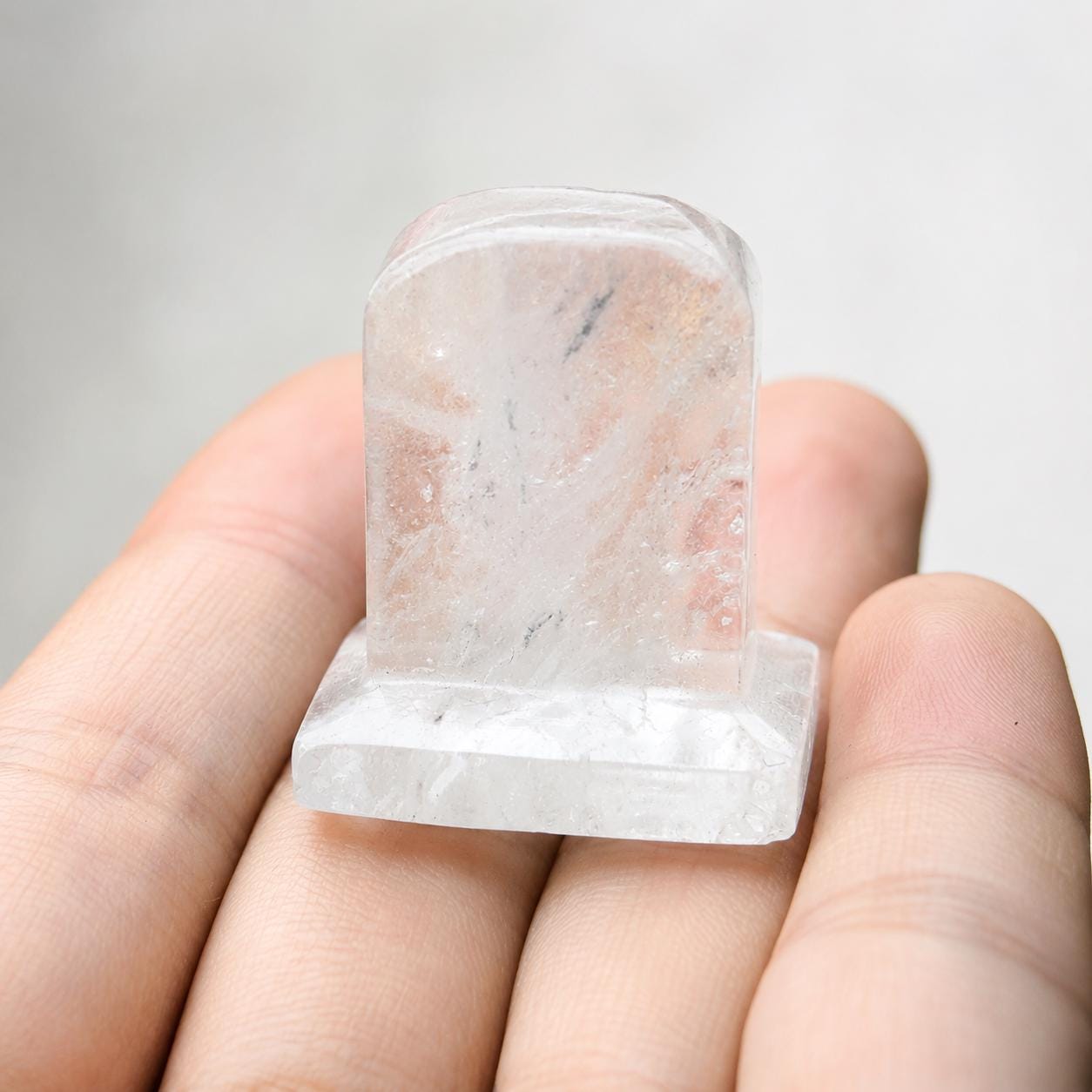 Mini Crystal Tombstone Carving, Gold Sheen Obsidian Yellow Jade Clear Quartz White Turquoise Gothic Decor Gift