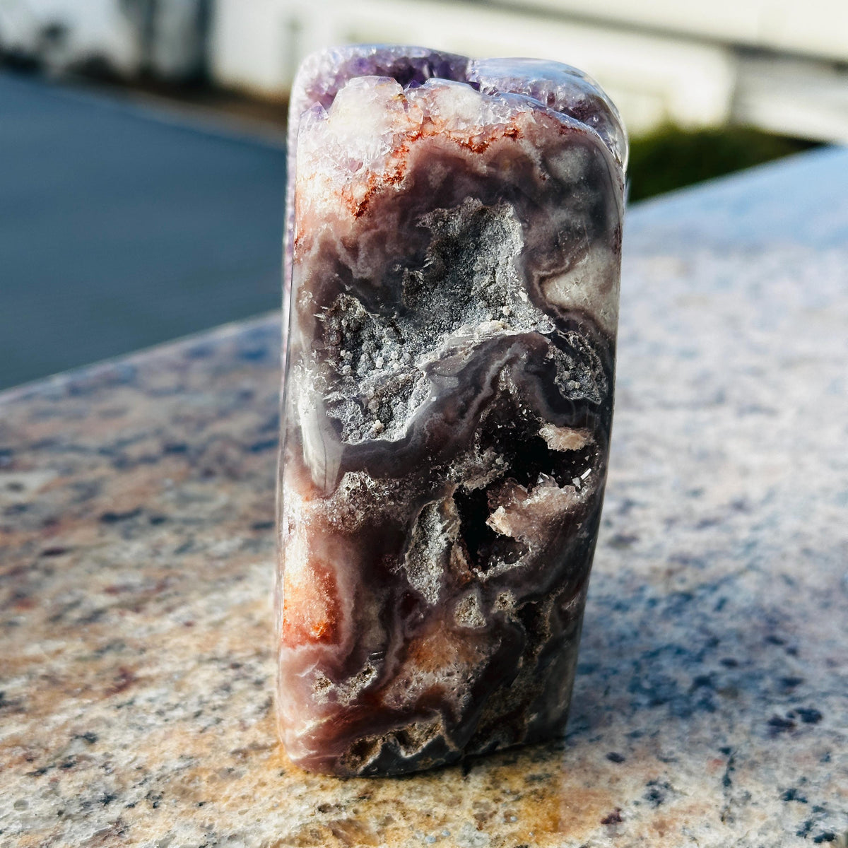 Natural Brazilian Pink Amethyst Geode, Polished Crystal Cave Display, Druzy Office Decor, One of a Kind Specimen - view 4