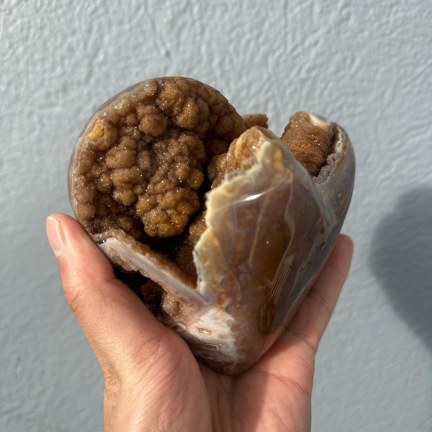 Large Brazilian Yellow Druzy Heart, Natural Agate Crystal Geode, One of a Kind Sugar Druzy Heart Decor, Exact Piece - view 6