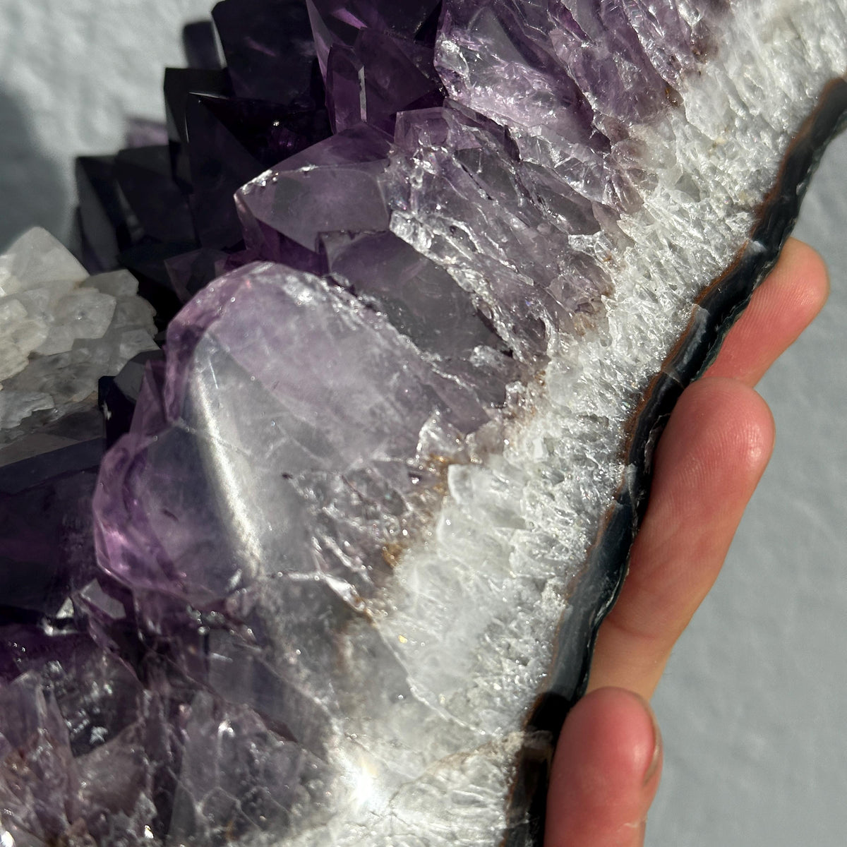 Brazilian Amethyst Calcite Cluster, Natural Purple Crystal Geode, Large Raw Mineral Specimen, One of a Kind Crystal Decor - view 3