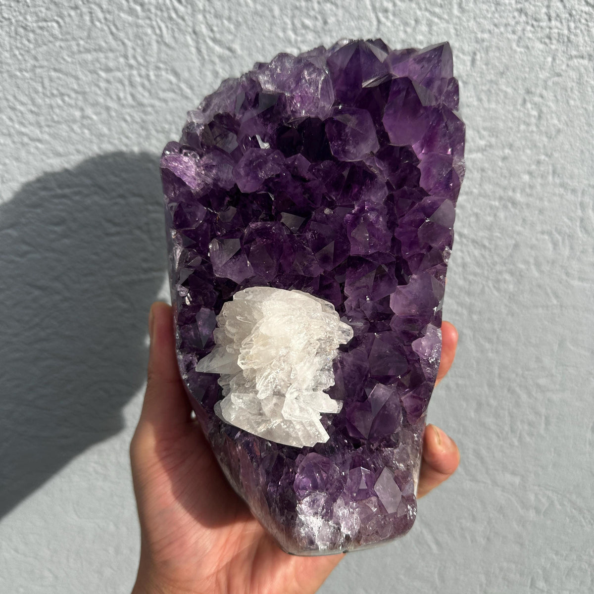 Brazilian Amethyst Calcite Cluster, Natural Purple Crystal Geode, Large Raw Mineral Specimen, One of a Kind Crystal Decor - view 2