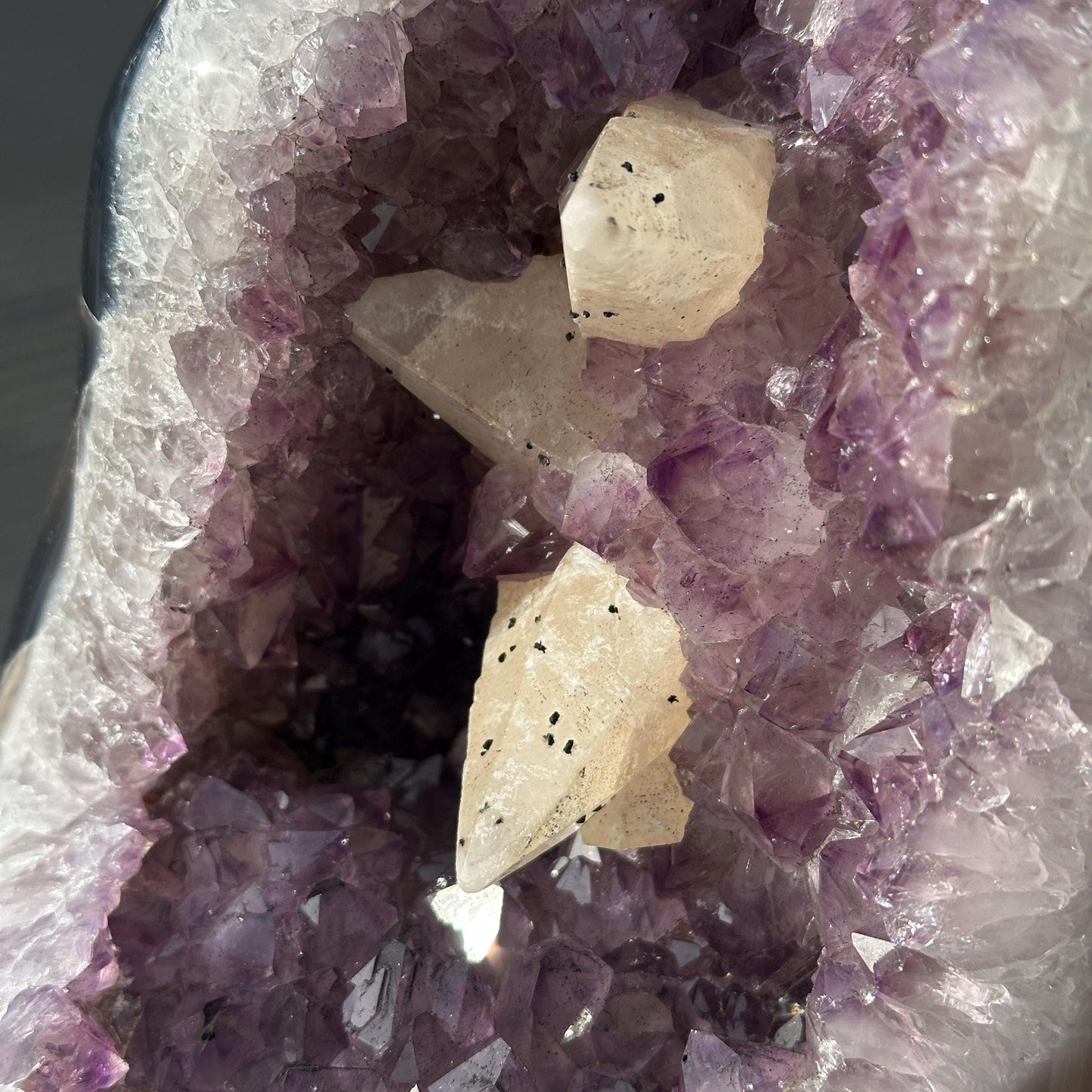 Brazilian Amethyst Calcite Cluster, Natural Purple Crystal Geode, Large Raw Mineral Specimen, One of a Kind Crystal Decor - view 10