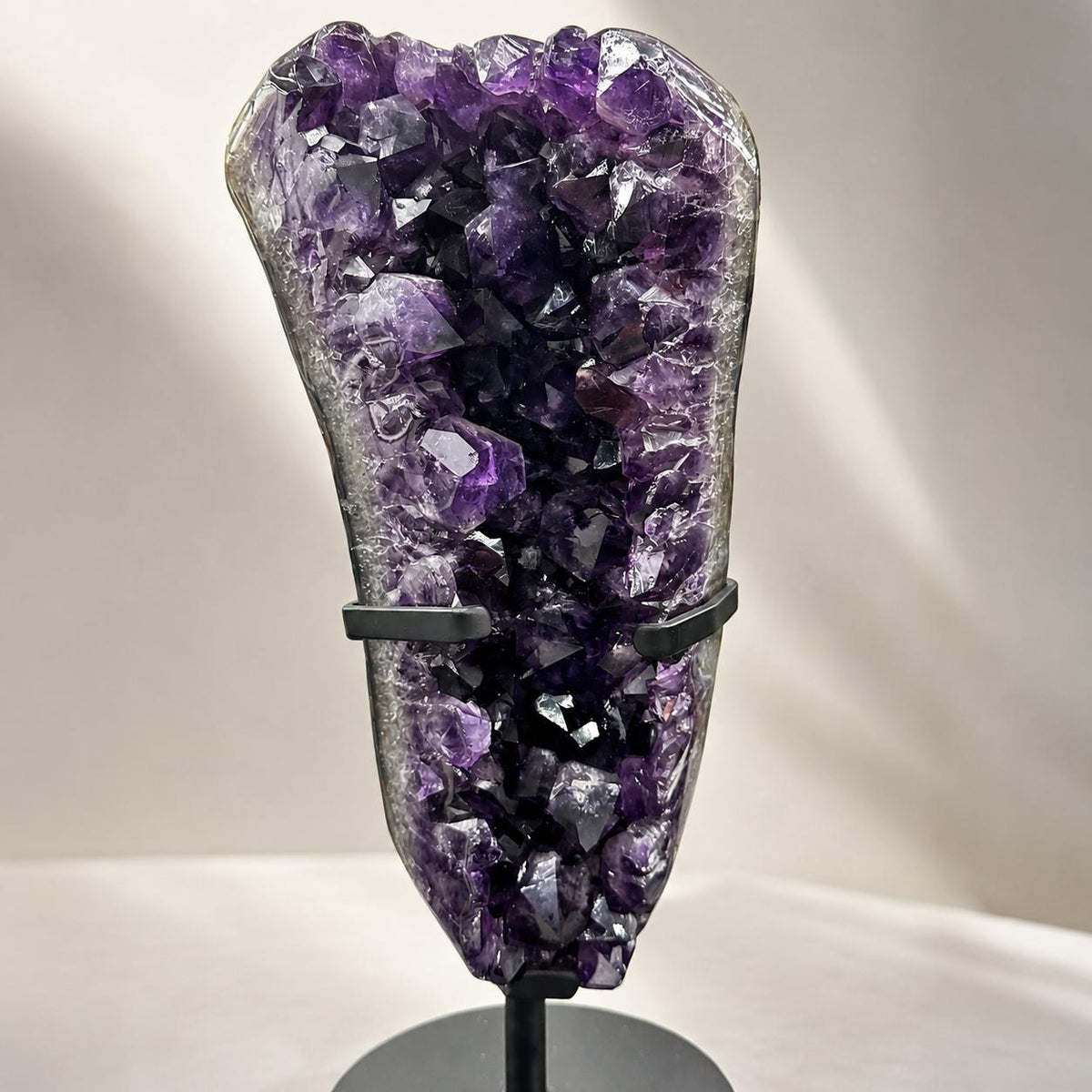 Premium Uruguayan Amethyst Geode Display with Stand, Deep Purple Crystal Cave, Large One of a Kind Mineral Specimen - view 2