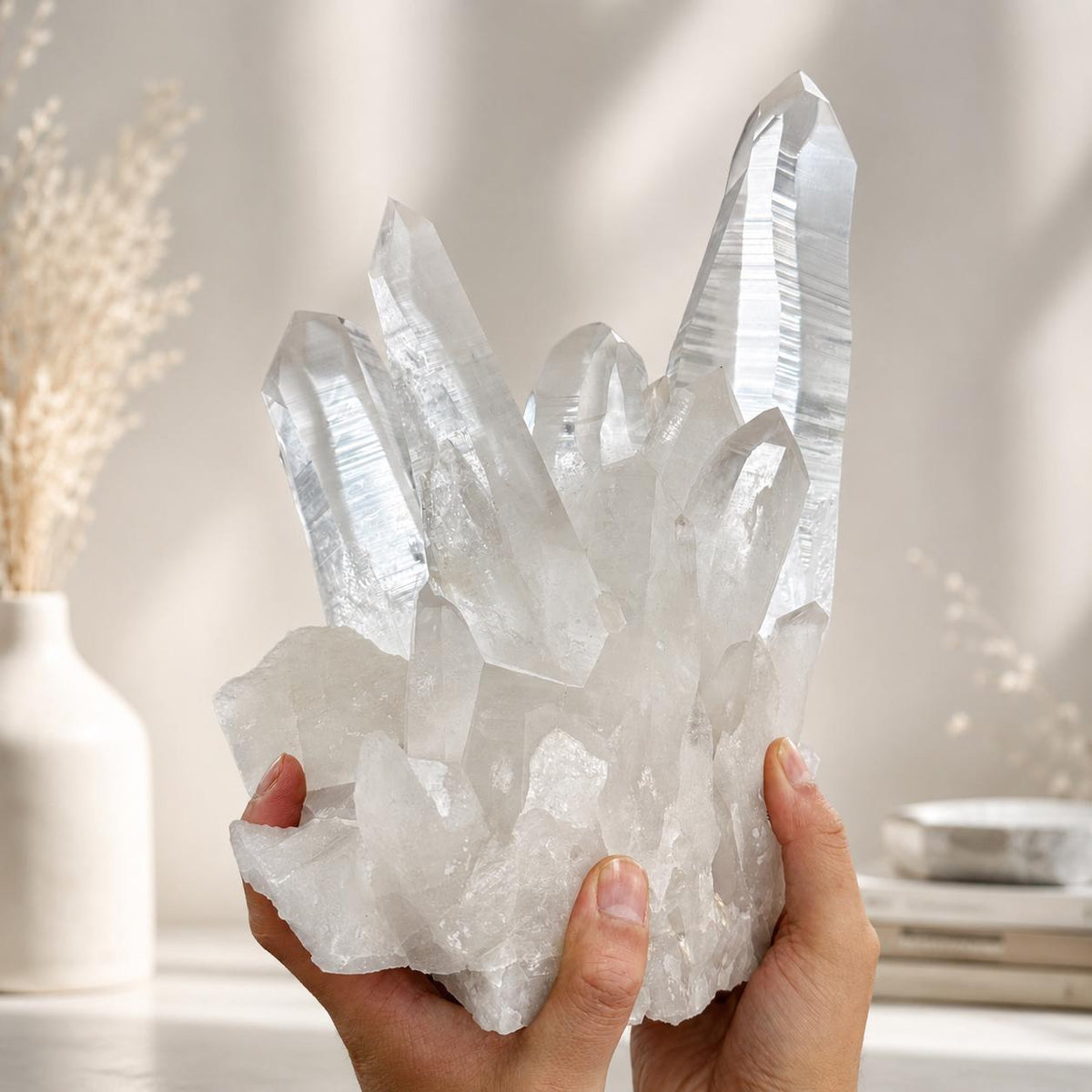 Large Lemurian Quartz Cluster, Clear Crystal Point Display, Natural Brazilian Quartz Specimen, One of a Kind Decor - view 10