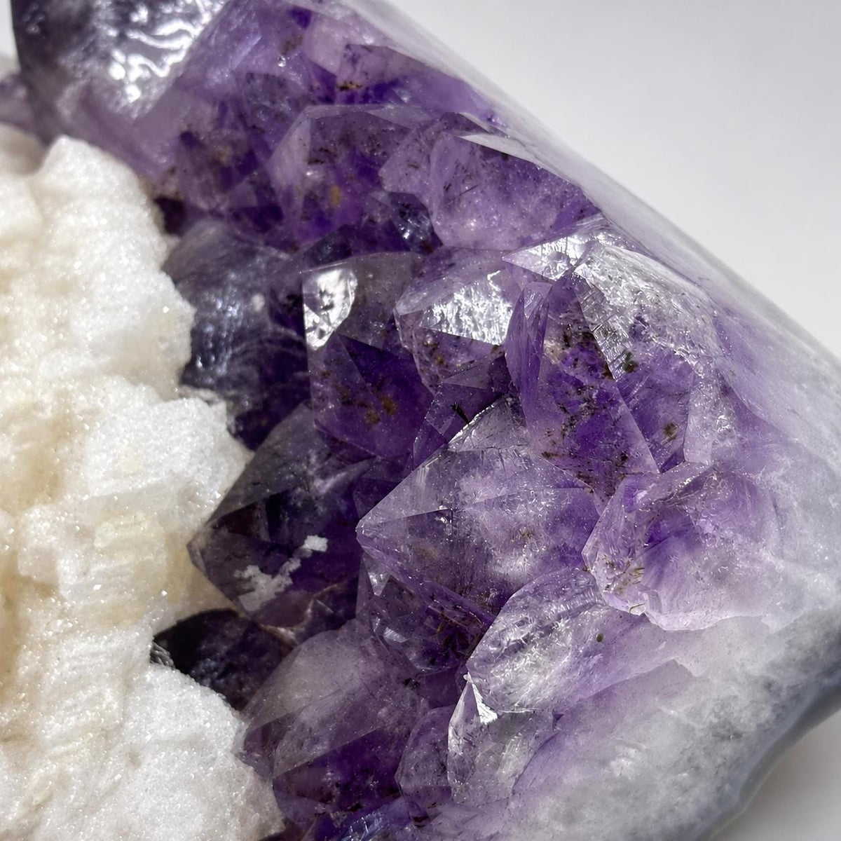 Brazilian Amethyst Calcite Rutilated Quartz Display, Natural Crystal Cluster, One of a Kind Mineral Specimen Decor - view 9