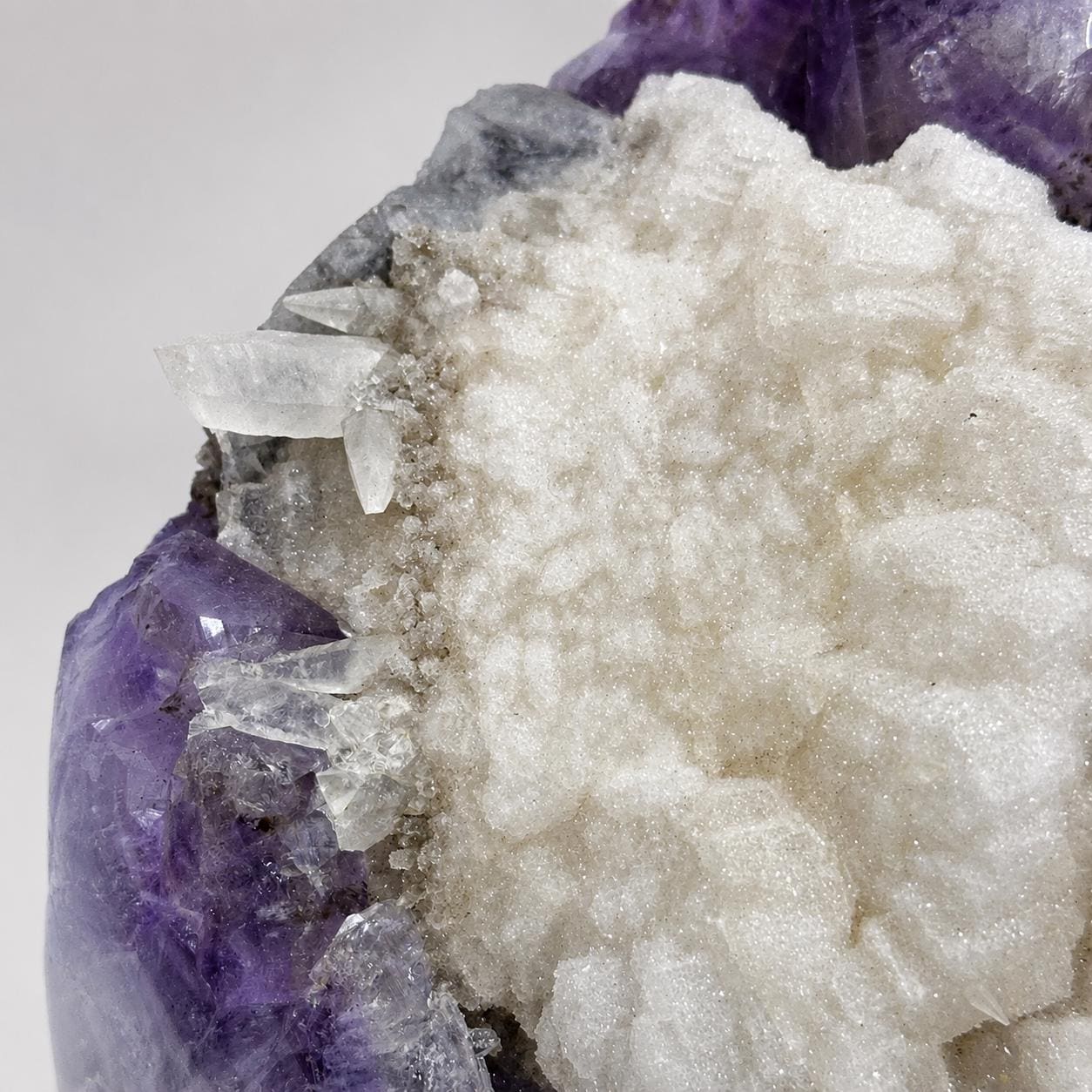 Brazilian Amethyst Calcite Rutilated Quartz Display, Natural Crystal Cluster, One of a Kind Mineral Specimen Decor - view 6