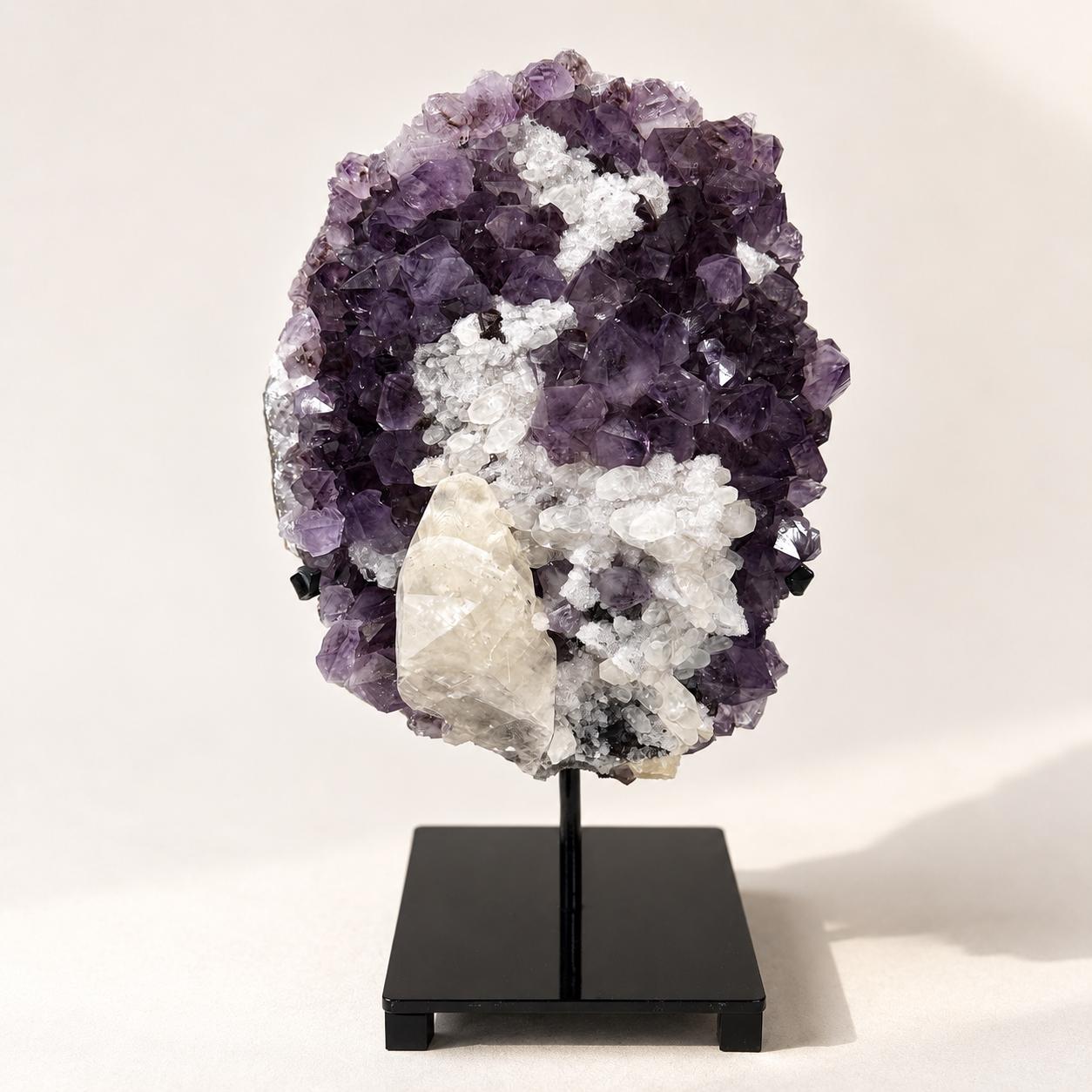Premium Brazilian Amethyst, Calcite & Rutilated Quartz Display, Natural Crystal Mineral Specimen, Large Statement Crystal Decor, Exact Piece - view 1