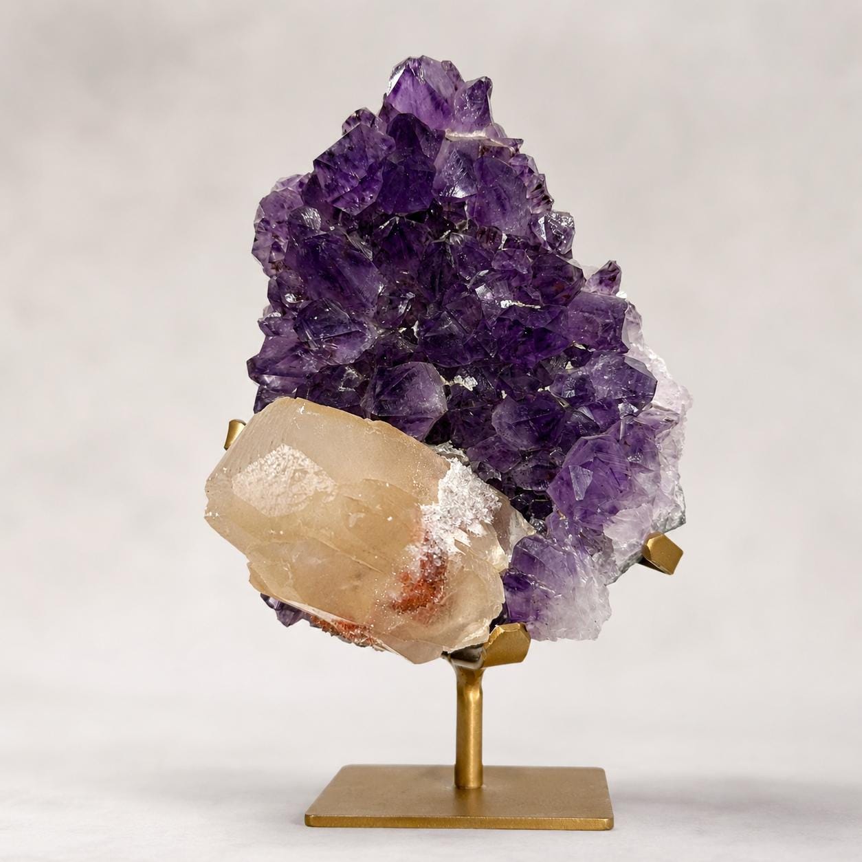 Premium Brazilian Amethyst, Calcite & Rutilated Quartz Display, Natural Crystal Mineral Specimen, Large Statement Crystal Decor, Exact Piece - view 8
