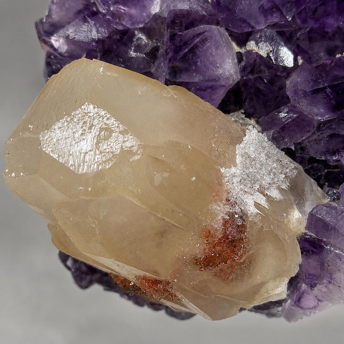 Premium Brazilian Amethyst, Calcite & Rutilated Quartz Display, Natural Crystal Mineral Specimen, Large Statement Crystal Decor, Exact Piece - view 10