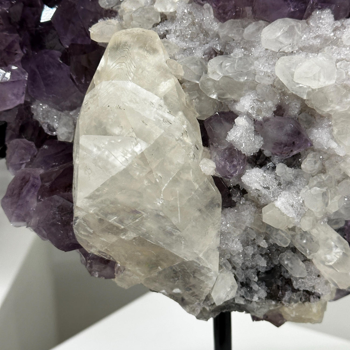 Premium Brazilian Amethyst, Calcite & Rutilated Quartz Display, Natural Crystal Mineral Specimen, Large Statement Crystal Decor, Exact Piece - view 6