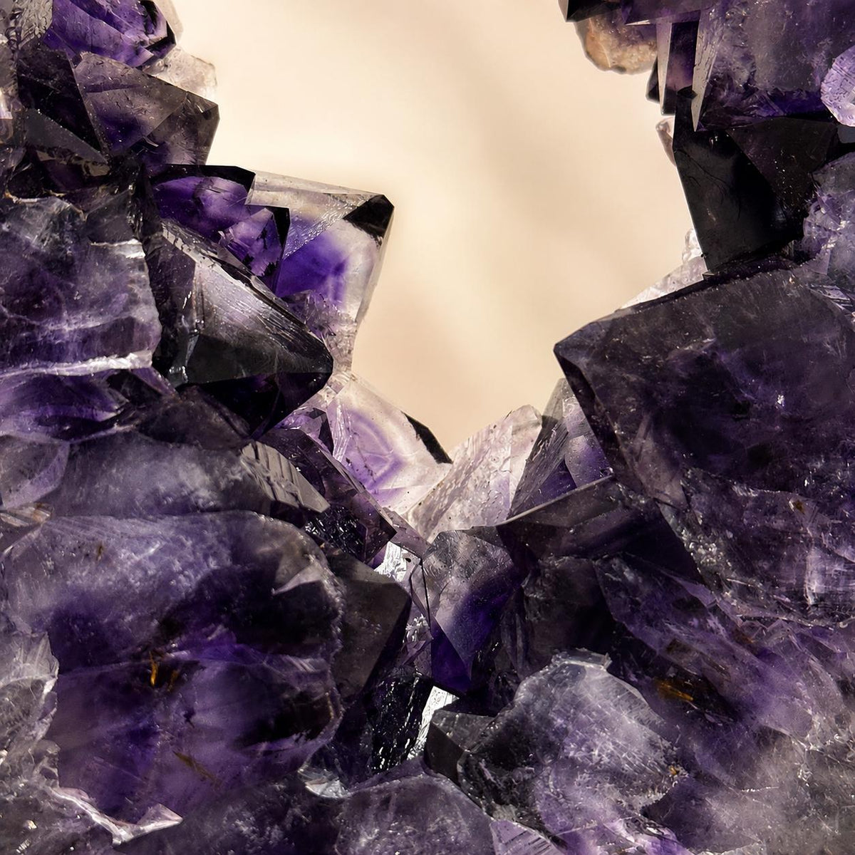 Uruguayan Amethyst Geode Display, Natural Purple Crystal Hollow Center Specimen, Large Raw Amethyst Decor on Metal Stand, Exact Piece - view 4