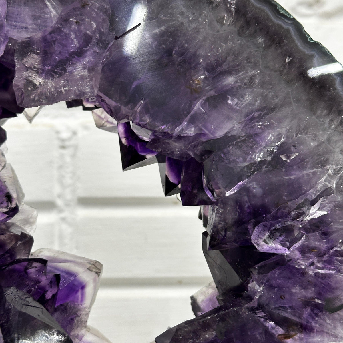 Uruguayan Amethyst Geode Display, Natural Purple Crystal Hollow Center Specimen, Large Raw Amethyst Decor on Metal Stand, Exact Piece - view 6