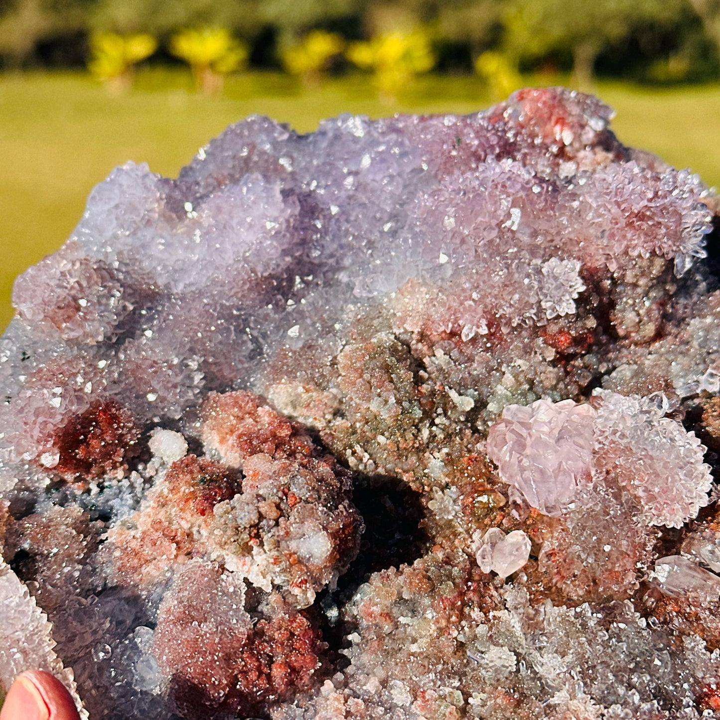 Large Brazilian Lodolite Quartz Heart, Scenic Garden Quartz Crystal, Druzy Flower Display, One of a Kind - view 9