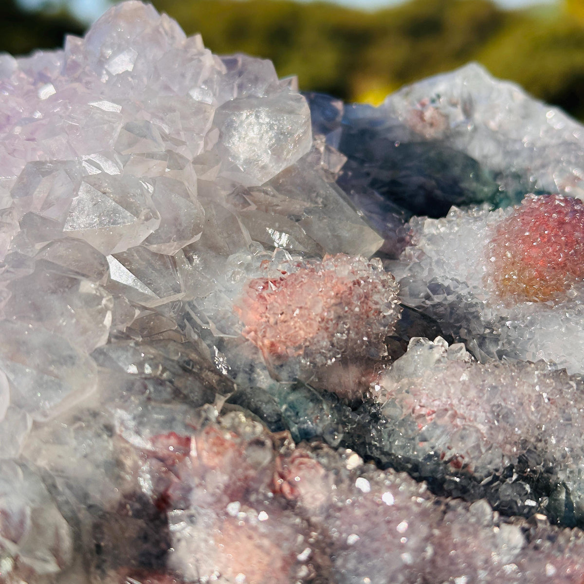 Brazilian Lodolite Quartz Heart, Scenic Garden Quartz Crystal, Natural Druzy Display, One of a Kind Specimen - view 5
