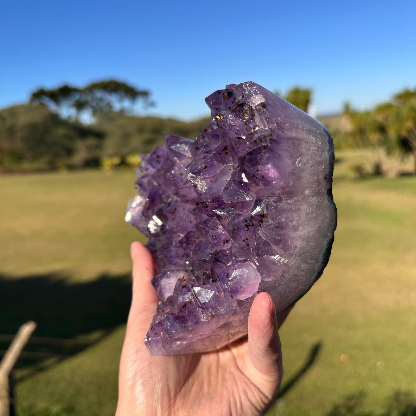 Brazilian Amethyst Rutilated Quartz Heart, Purple Crystal with Rutile Inclusions, One of a Kind Display Specimen