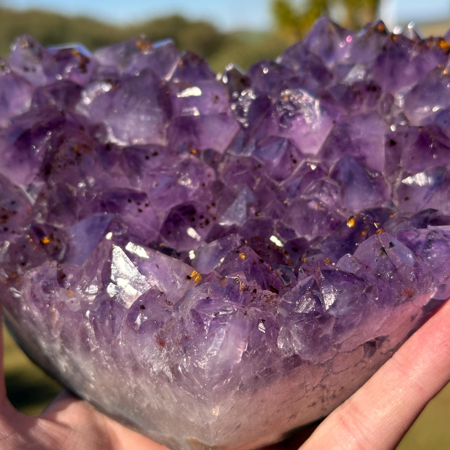 Brazilian Amethyst Rutilated Quartz Heart, Purple Crystal with Rutile Inclusions, One of a Kind Display Specimen