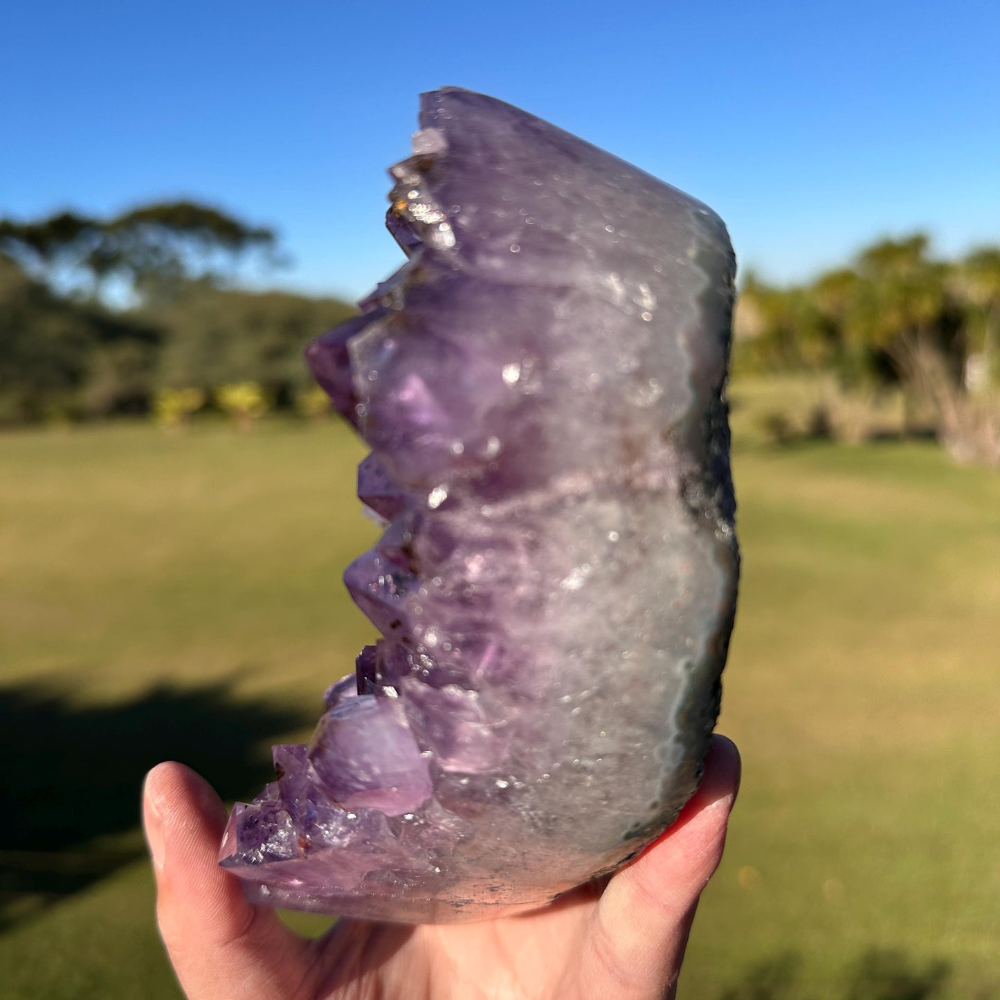 Brazilian Amethyst Rutilated Quartz Heart, Purple Crystal with Rutile Inclusions, One of a Kind Display Specimen