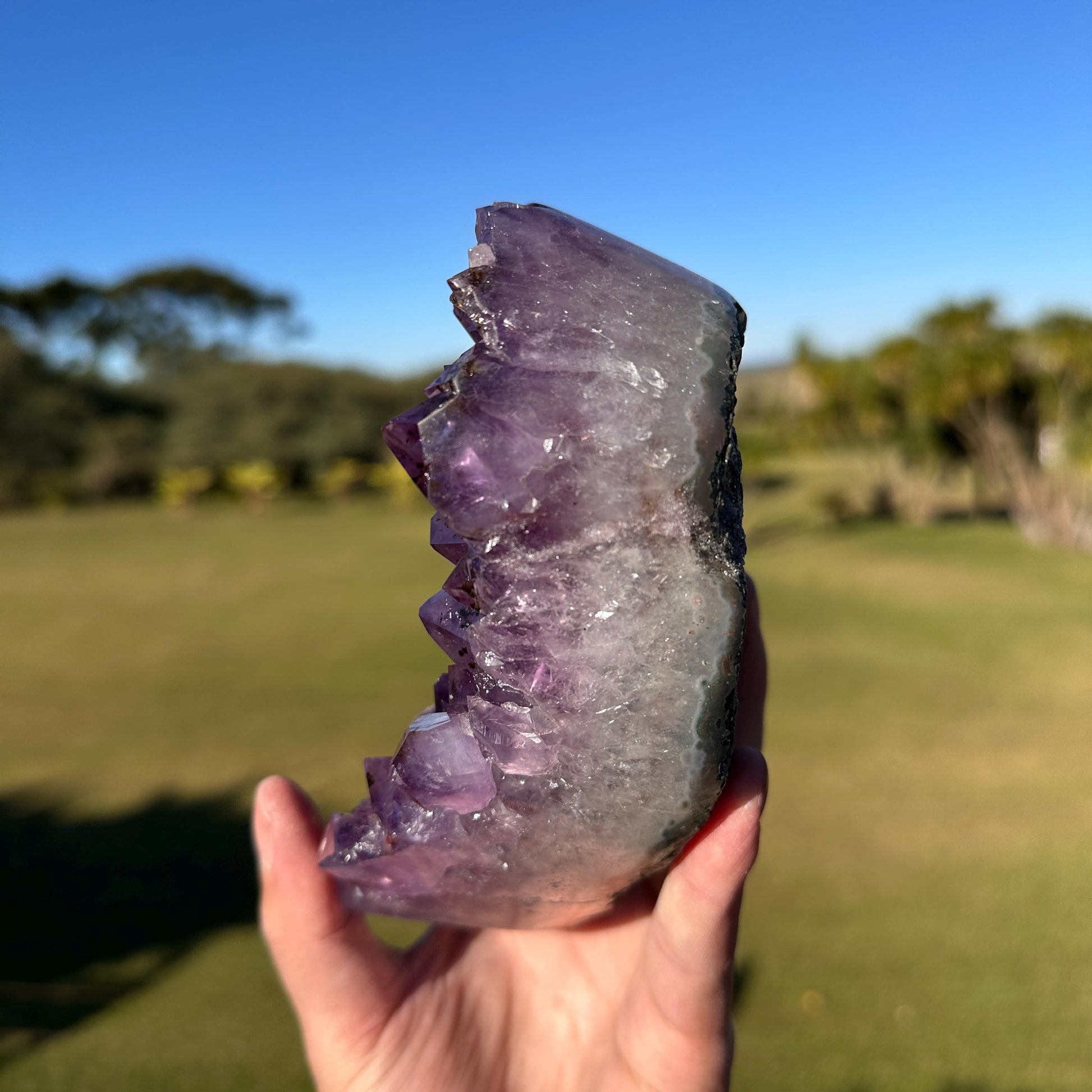 Brazilian Amethyst Rutilated Quartz Heart, Purple Crystal with Rutile Inclusions, One of a Kind Display Specimen - view 8